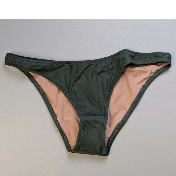 NWT J Crew High Leg Bikini Bottom Womens Small Green Classic Preppy Cheeky Beach - Picture 1 of 3
